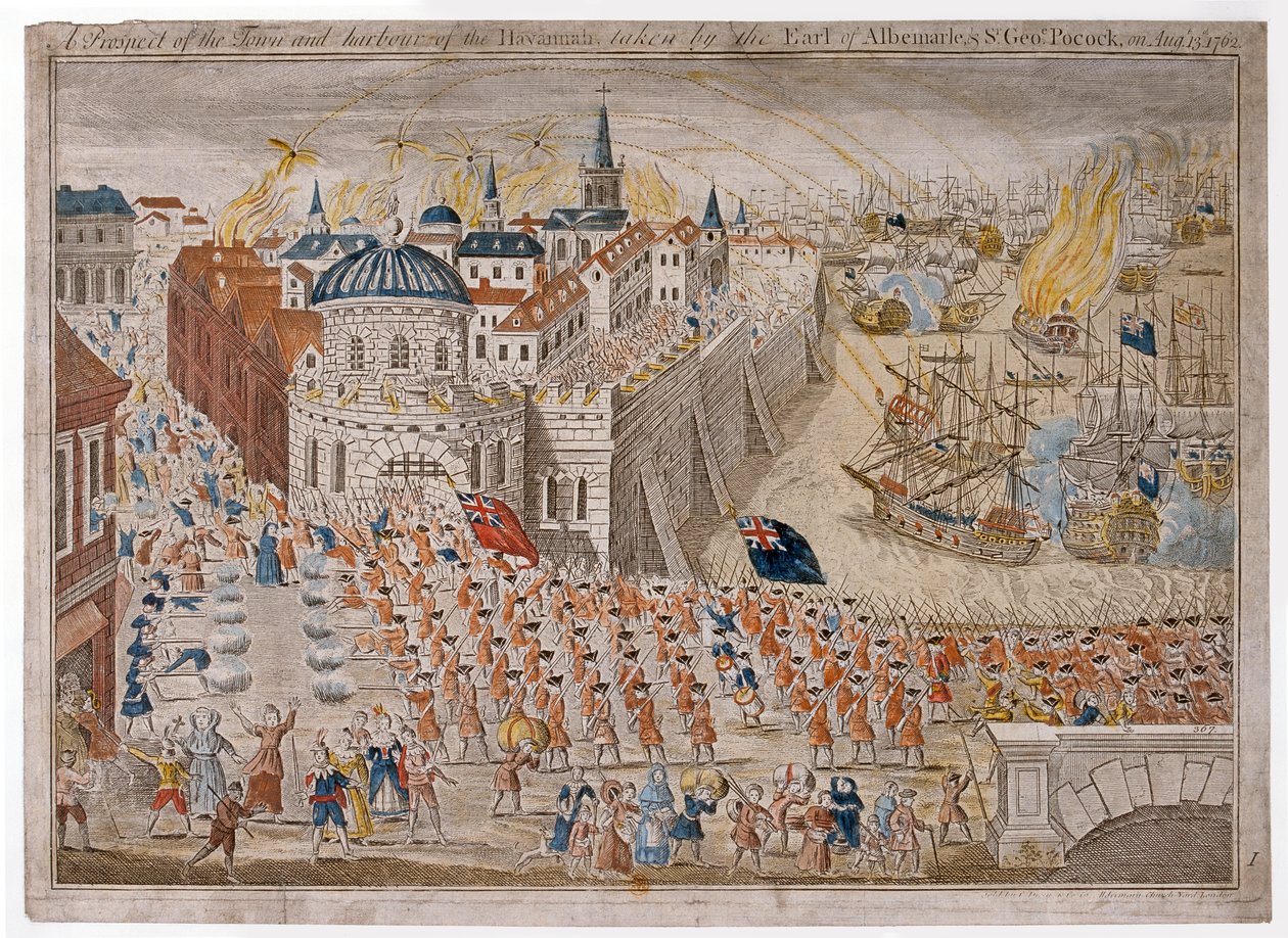 "Earl of Albemarlen ja Sir George Pocockin näkemys Havannan kaupungista ja satamasta 13. elokuuta tekijältä Unknown artist