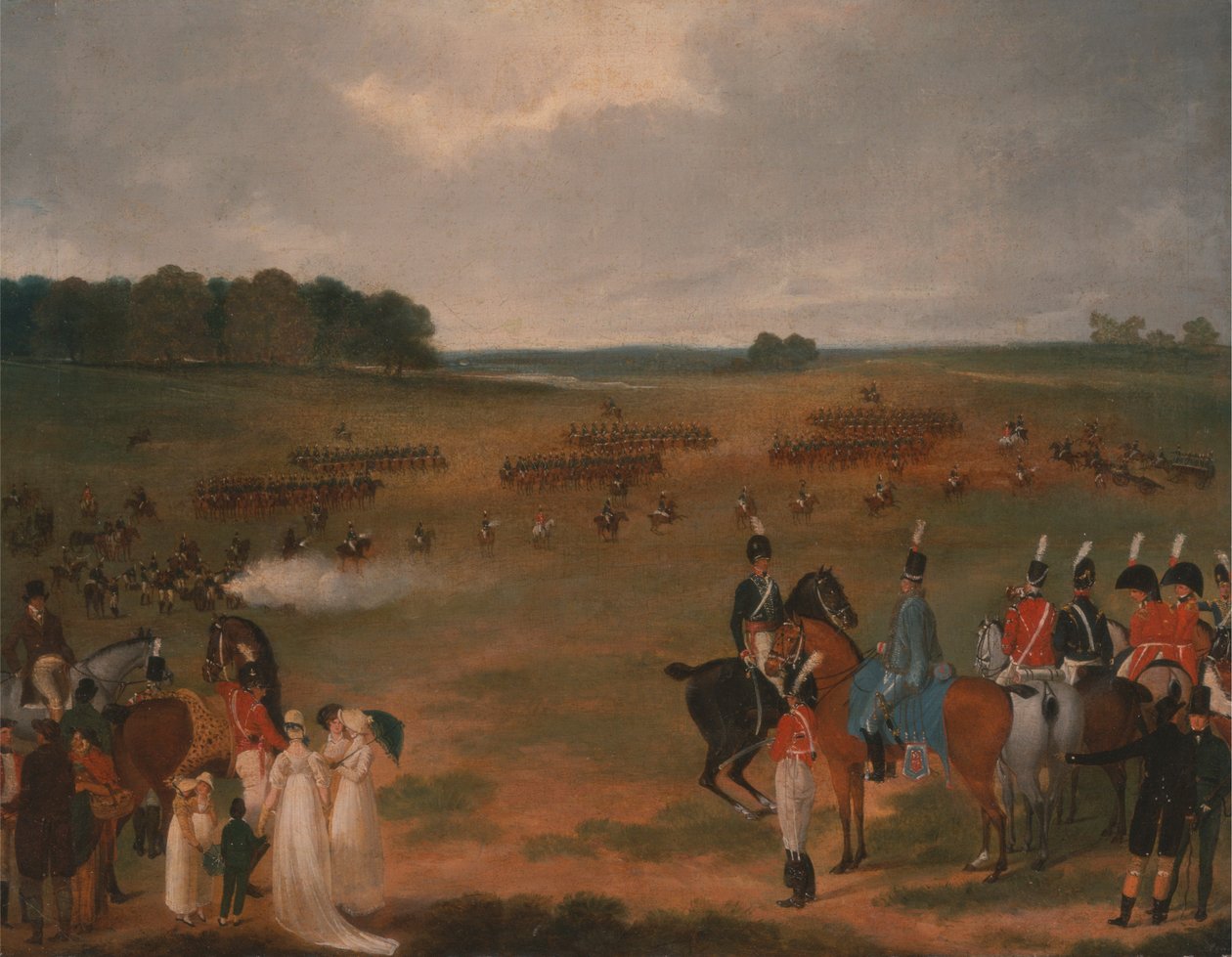 Katsaus Lontoon vapaaehtoisen ratsuväen ja lentävästä tykistöstä Hyde Parkissa vuonna 1804 tekijältä Unknown artist