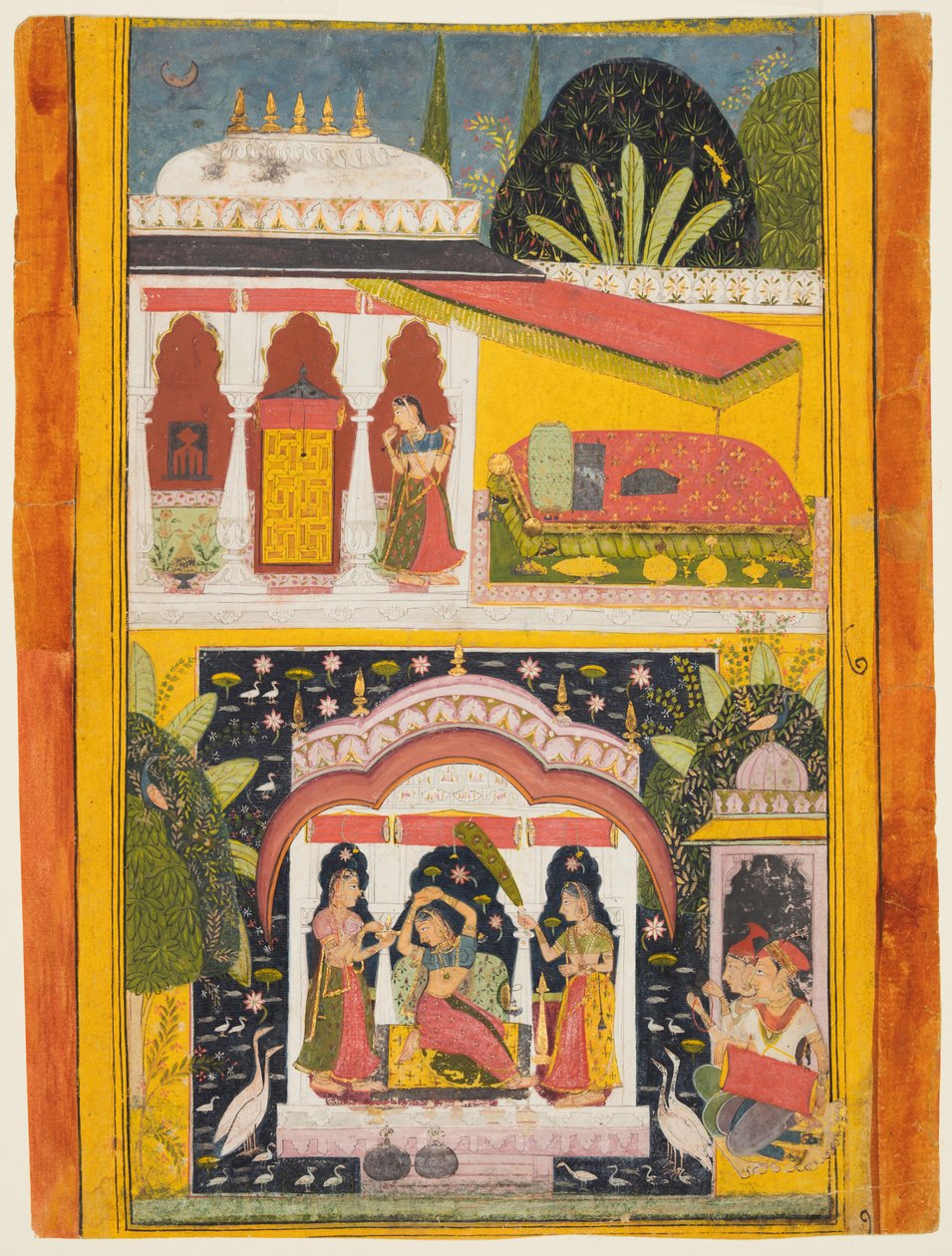 Kuninkaallinen nainen paviljongissa: Desavarari Ragini Dipakista, Ragamalassa tekijältä Unknown artist