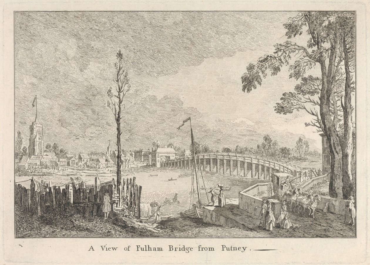 Näkymä Fulham Bridgelle Putneysta tekijältä Unknown artist
