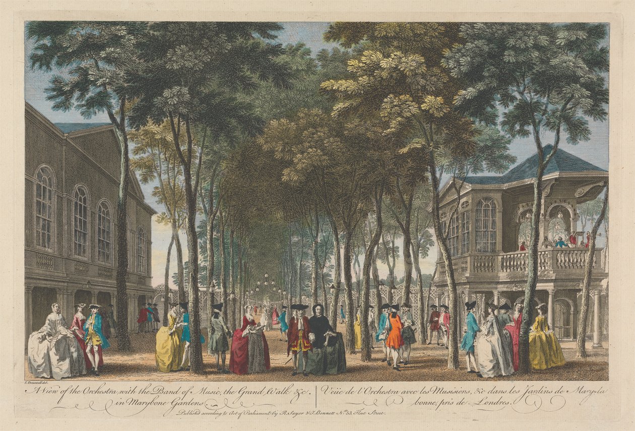 Näkymä orkesterista ja Band of Musicista, Grand Walkista jne. Marybone Gardensissa tekijältä Unknown artist