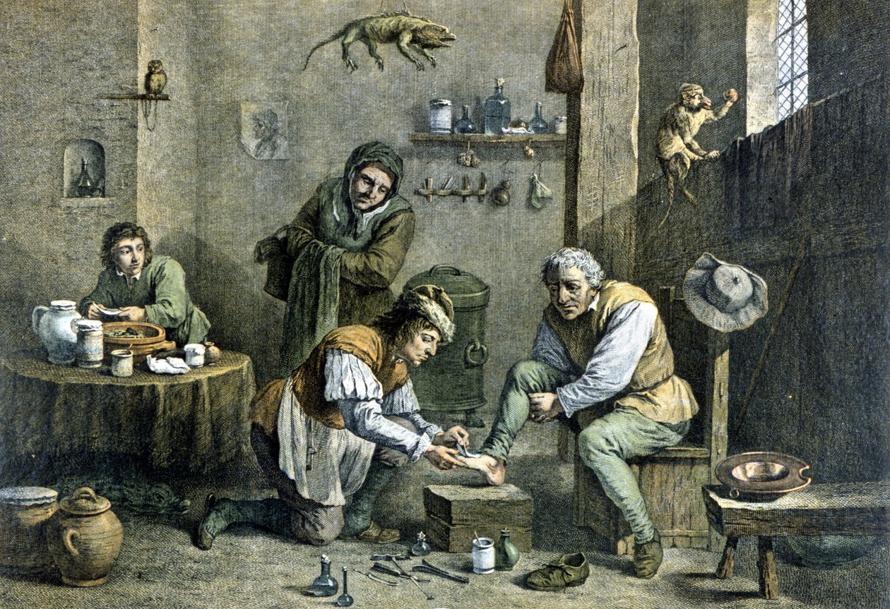Maalaislääkäri, joka hoitaa yhtä potilastaan. tekijältä Unknown artist