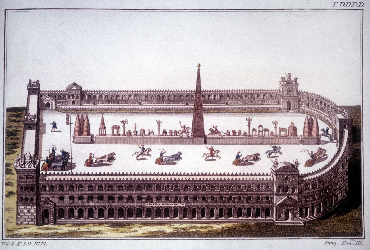 Tankkikilpailu Cirque Maximessa (Circo Massimo). tekijältä Unknown artist