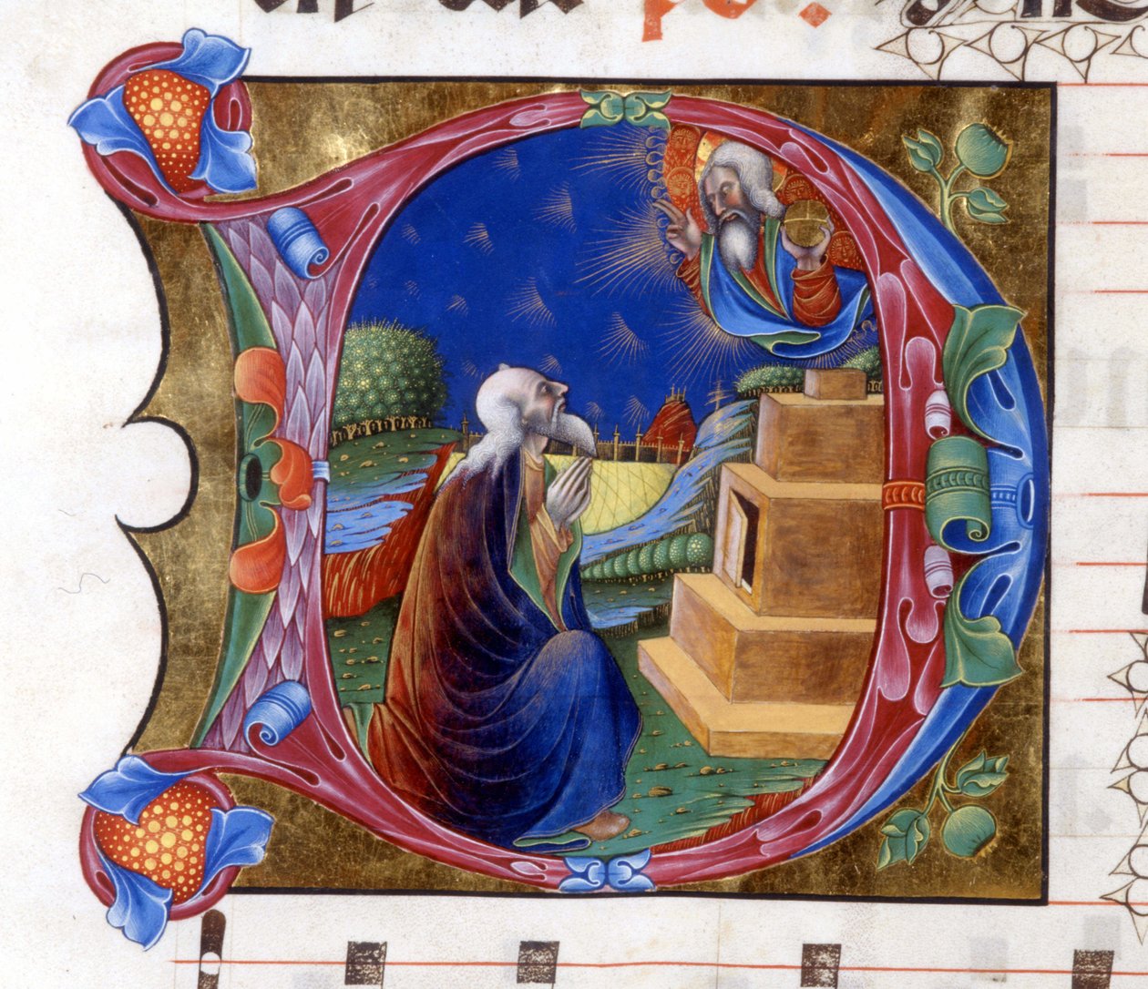 Herra kutsuu Abrahamin lähtemään maastaan. Miniatyyri 1400-luvun kuorosta (pyhän Augustinuksen "civitatis"). tekijältä Unknown artist