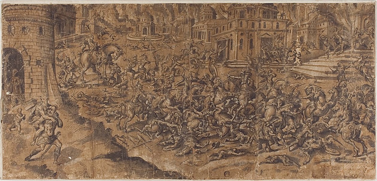 Aeneas lähtee palavasta Troijan kaupungista tekijältä Unknown artist