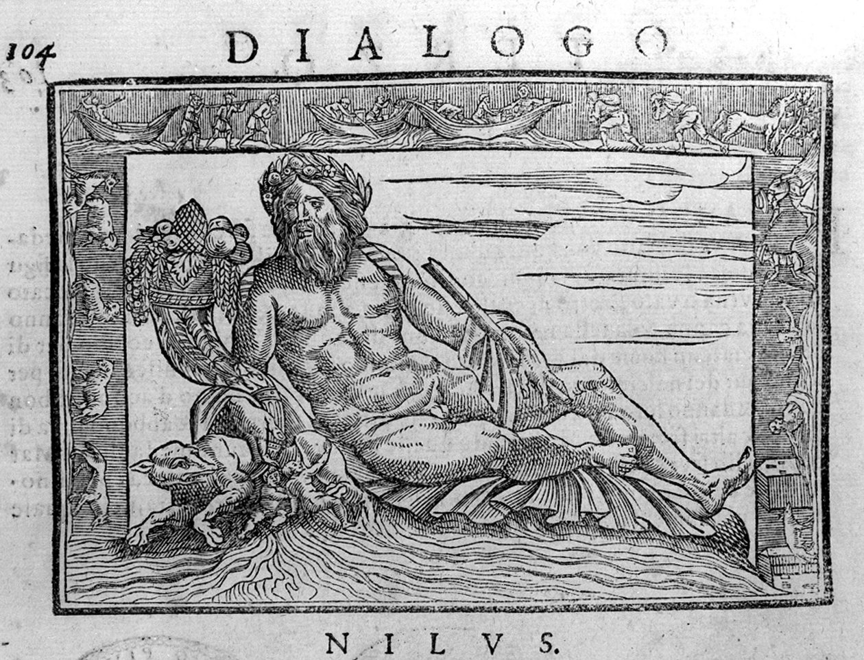 Niilin allegoria, kaiverrus 1600-luvulta. tekijältä Unknown artist