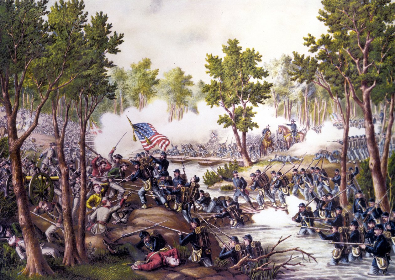 Amerikan sisällissota (1861 - 1865): Spotsylvanian oikeustalon taistelu (Virginia) 8.-21.5. tekijältä Unknown artist