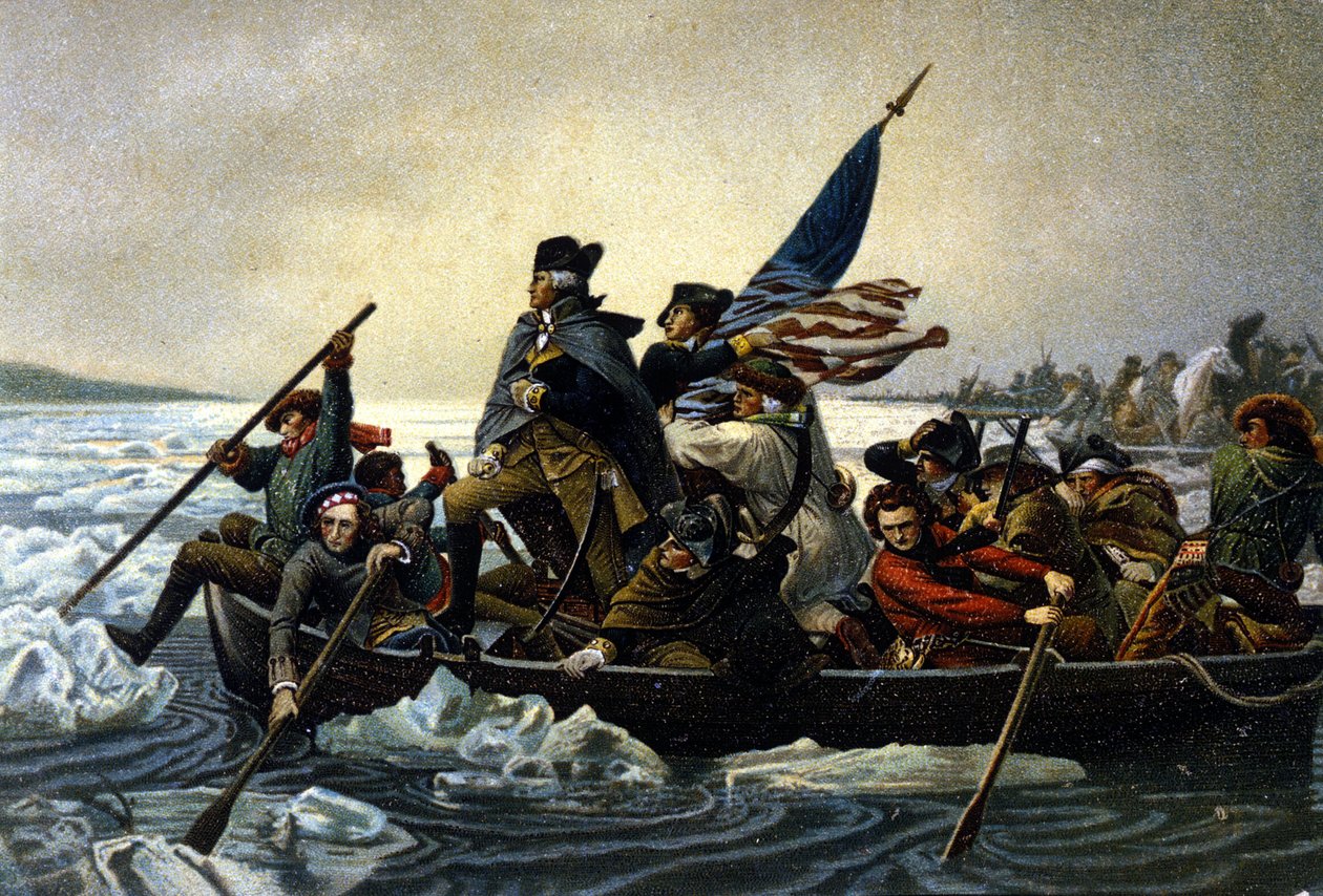 Amerikan itsenäisyyssota. Washington ylittää Delaware-joen. joulukuuta 1776. tekijältä Unknown artist