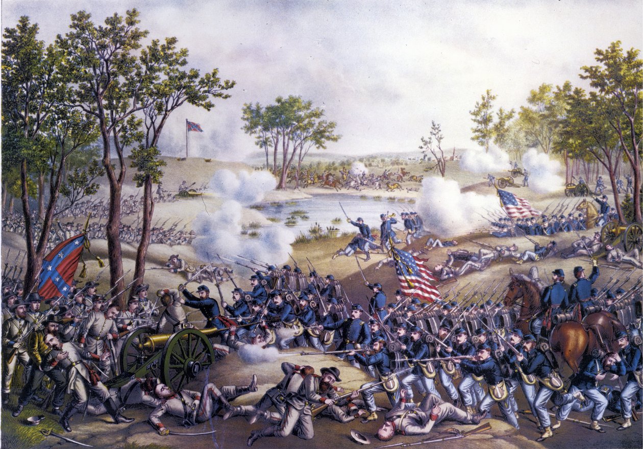 Amerikan irtautumissota tai sisällissota (1861 - 1865): Cold Harbor tai toinen Cold Harborin taistelu, Virginia 31. - 1. kesäkuuta 1864. Kaiverrus 1800-luvulta. tekijältä Unknown artist