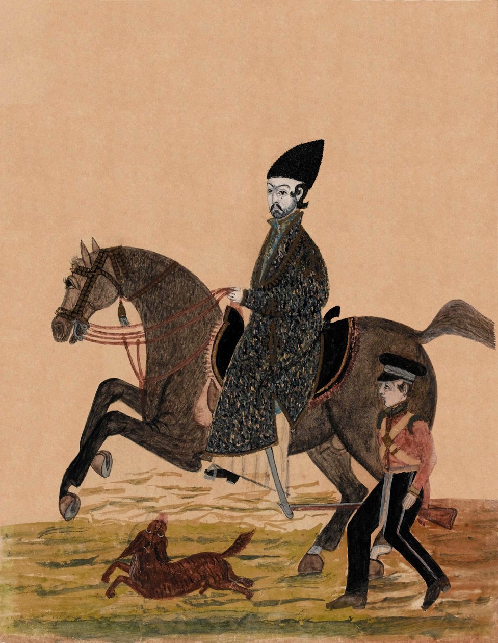 Afganistanilainen Sirdar [upseeri] ja brittiläinen sotilas, n. 1841 (akvarelli) tekijältä Unknown artist