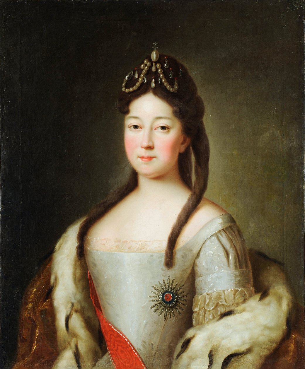 Anna Petrovna de Russie - Muotokuva Venäjän tsarevnasta Anna Petrovnasta (1708-1728), Venäjän keisari Pietari I:n tyttärestä, Anonymous. Öljy kankaalle, 1700-luvun viimeinen neljännes, Valtion arkkitehtuurin, historian ja taiteen museo, Vladimir tekijältä Unknown artist