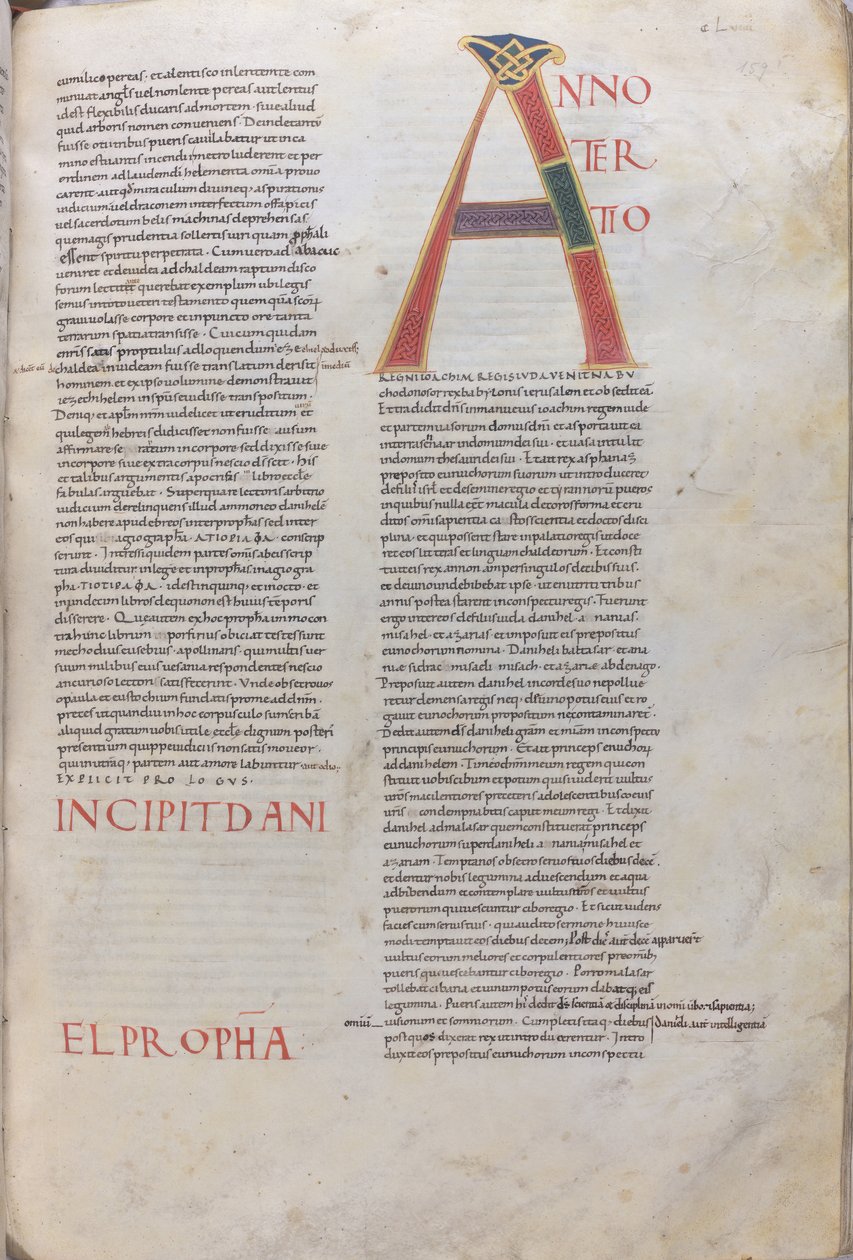 Anno tertio: Incipit Daniel Propha.Incipit of the Book of the Prophet Daniel, 11. vuosisata (miniatyyri, kalvomainen käsikirjoitus). tekijältä Unknown artist