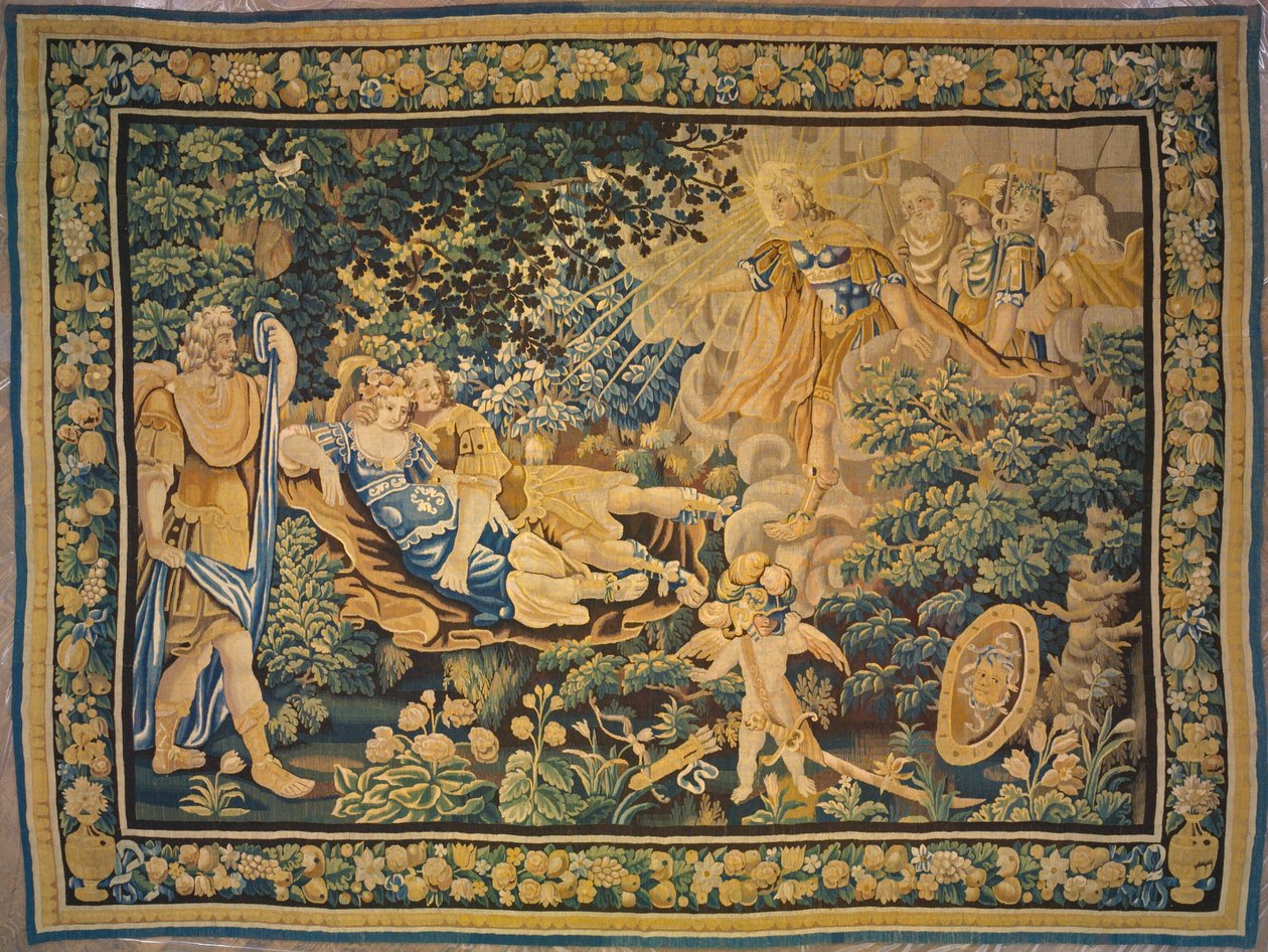 Apollo asettaa Marsin ja Venuksen olympialaisten pilkan kohteeksi, Ovidiuksen teoksesta Metamorfoosit. tekijältä Unknown artist