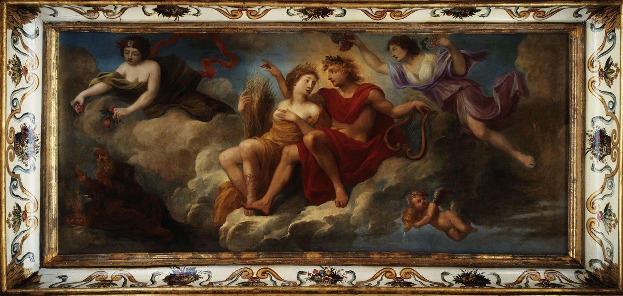 Apollo ja neljä vuodenaikaa, kevät, kesä, syksy ja talvi, vuosien 1645 ja 1655 välillä (öljy kankaalle). tekijältä Unknown artist
