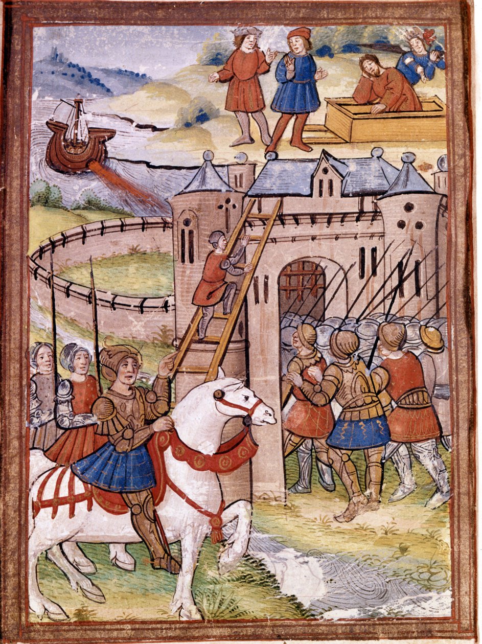 Hyökkäys linnaan. 100-vuotisen sodan jakso. 1500-luvun käsikirjoitus. Victoria and Albert Library, Lontoo. tekijältä Unknown artist