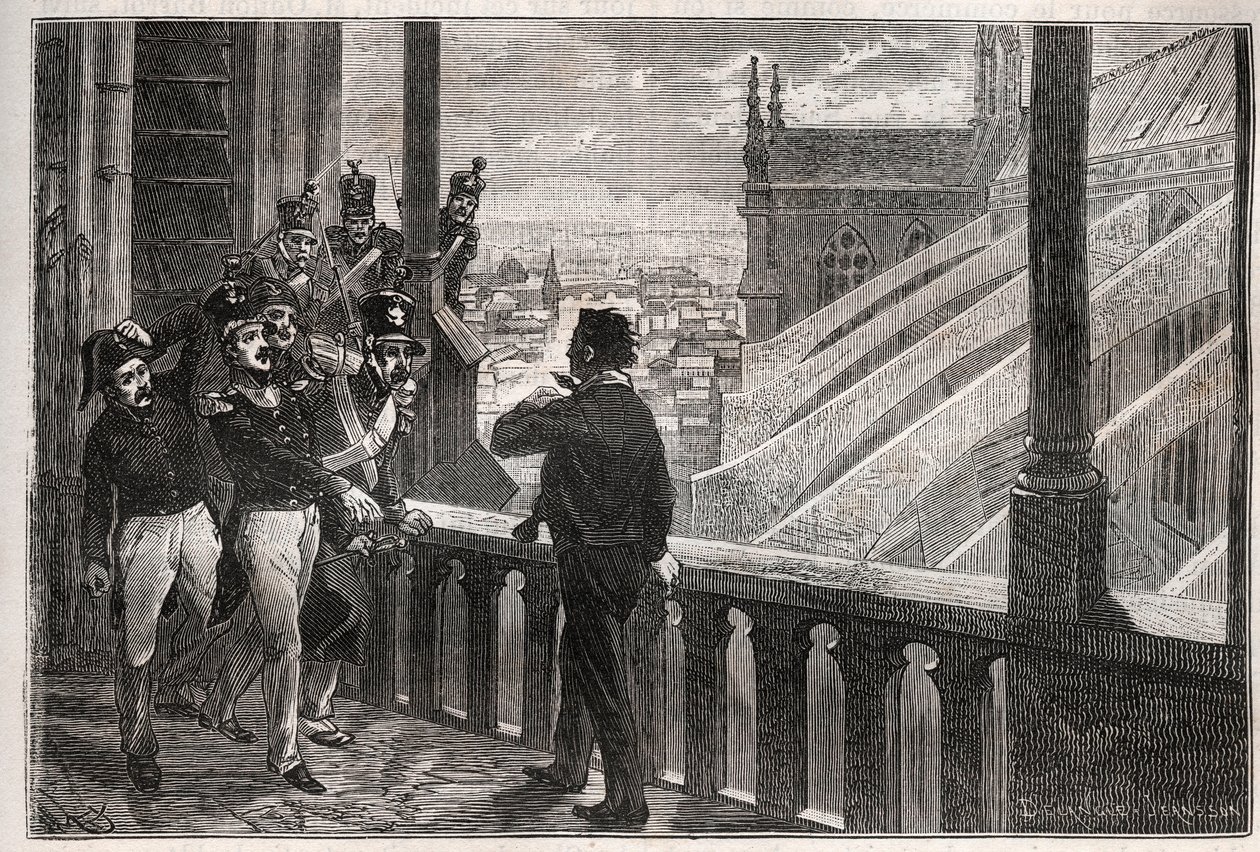 Hyökkäykset Louis-Philippe I:tä vastaan - Notre-Damen tornien salaliitto (salaliitto) 4. tammikuuta tekijältä Unknown artist