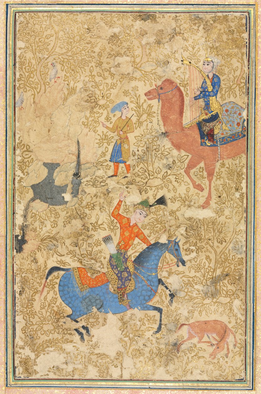 Bahram Gur ja Azada, Firdausin Shahnamasta (kuninkaiden kirja) (940-1019 tai 1025) tekijältä Unknown artist