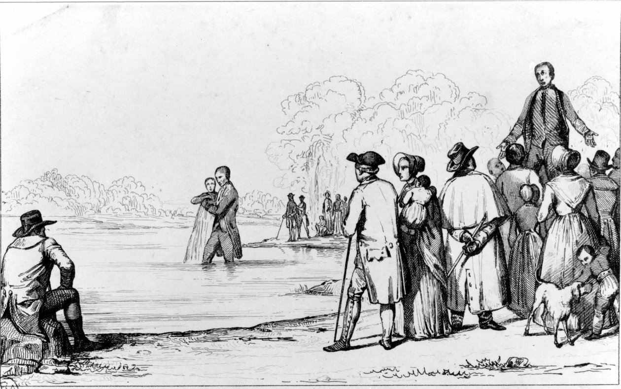 Anabaptistien kaste upottamalla täydellisesti veteen. tekijältä Unknown artist