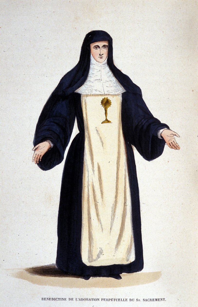 Siunatun Sakramentin ikuisen palvonnan benediktiini, Catherine de Barin Pariisissa vuonna 1654 perustama veljeskunta. tekijältä Unknown artist