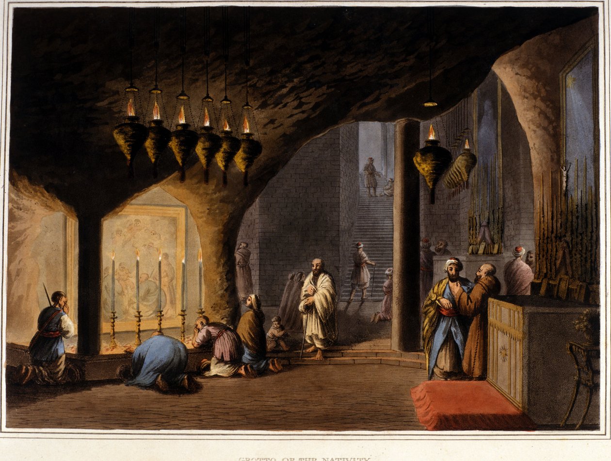 Betlehem (Länsiranta): Syntymän luola. 1800-luvulla. tekijältä Unknown artist