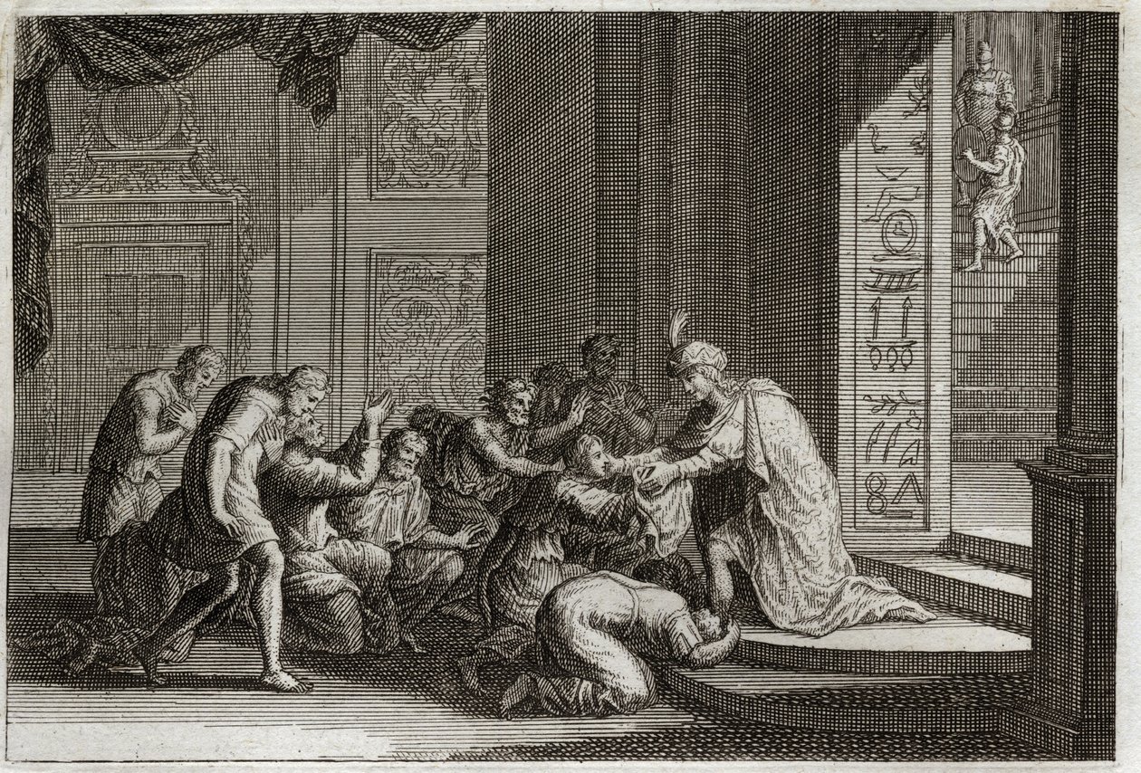 Royaumontin raamattu, Vanha testamentti: Hänen veljensä tunnistavat Joosefin. Kuvitus vuodelta 1811. tekijältä Unknown artist