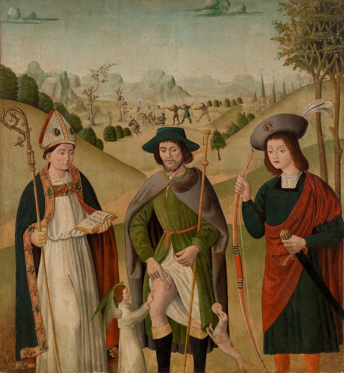 Piispa Saint, Saint Roch ja Saint Sebastian tekijältä Unknown artist