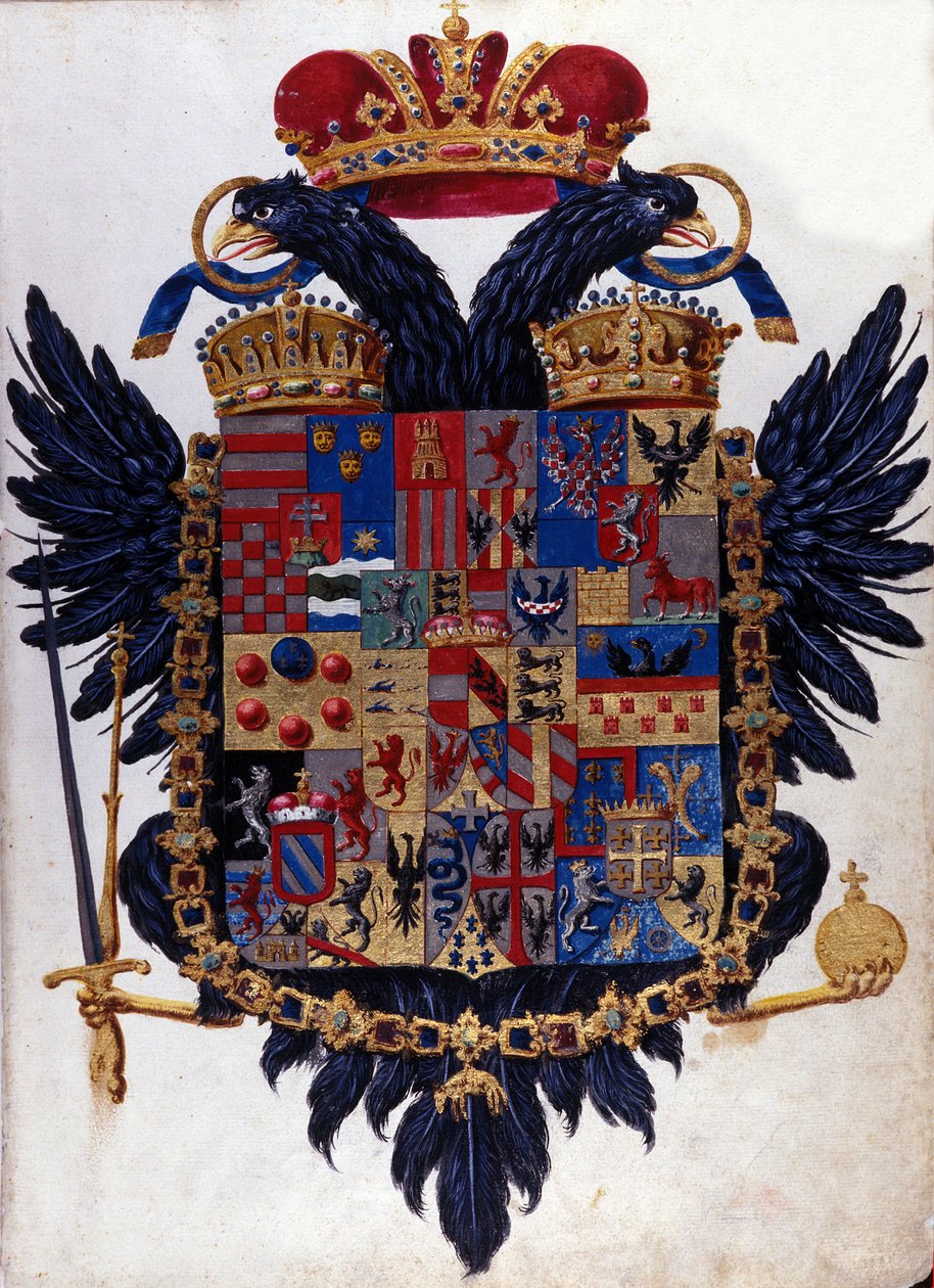 Itävalta-Unkarin valtakunnan Blazon (Itävalta Unkari). 1800-luvulla tekijältä Unknown artist