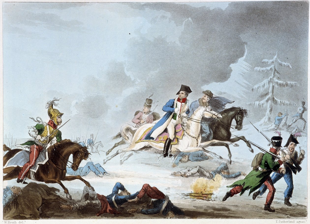 Bonaparte Krasnoin taistelussa - Sutherlandin, Dubourgin, Lontoon "" Napoleonin sodissa" tekijältä Unknown artist