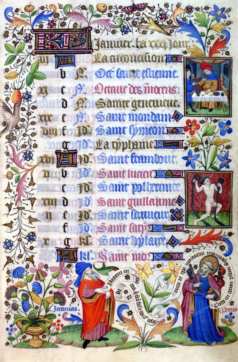 1400-luvun tuntikirja. Tammikuun kuukausi. Milano, Biblioteca Trivulziana. tekijältä Unknown artist