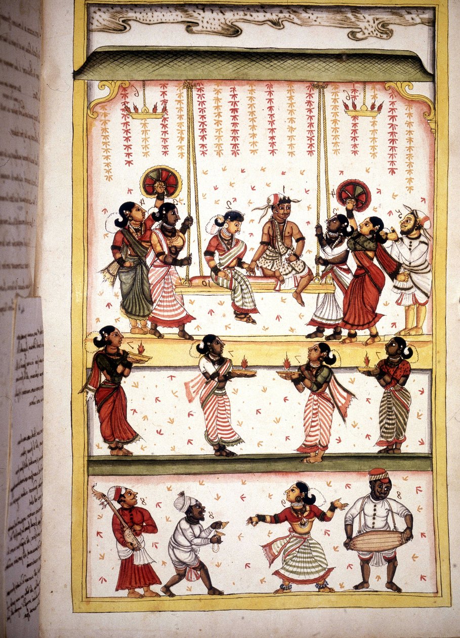 Morsiusjuhla Sivu käsikirjoituksesta (ms.8300) "History of Mogol"" (Moghul tai Moghol), kirjoittanut Stefano Nivibus Cardeira. 1700-luvulla. Bibloteca marciana, Venetsia tekijältä Unknown artist