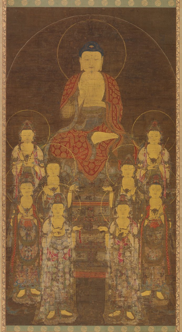 Buddha Amitabha (Amita) ja kahdeksan suurta bodhisattvaa tekijältä Unknown artist