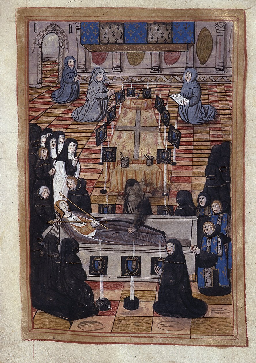 Anne de Bretagnen hautaaminen (1514) - Miniatyyri tekijältä Unknown artist