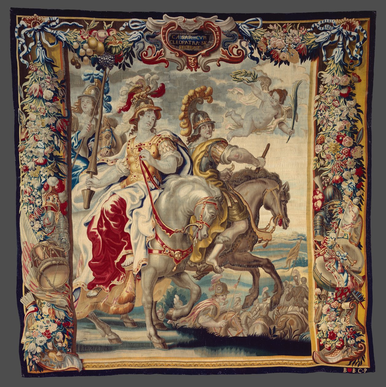 Caesar ja Kleopatra nauttimassa Caesarin ja Kleopatran tarinasta (The Story of Caesar and Cleopatra) tekijältä Unknown artist