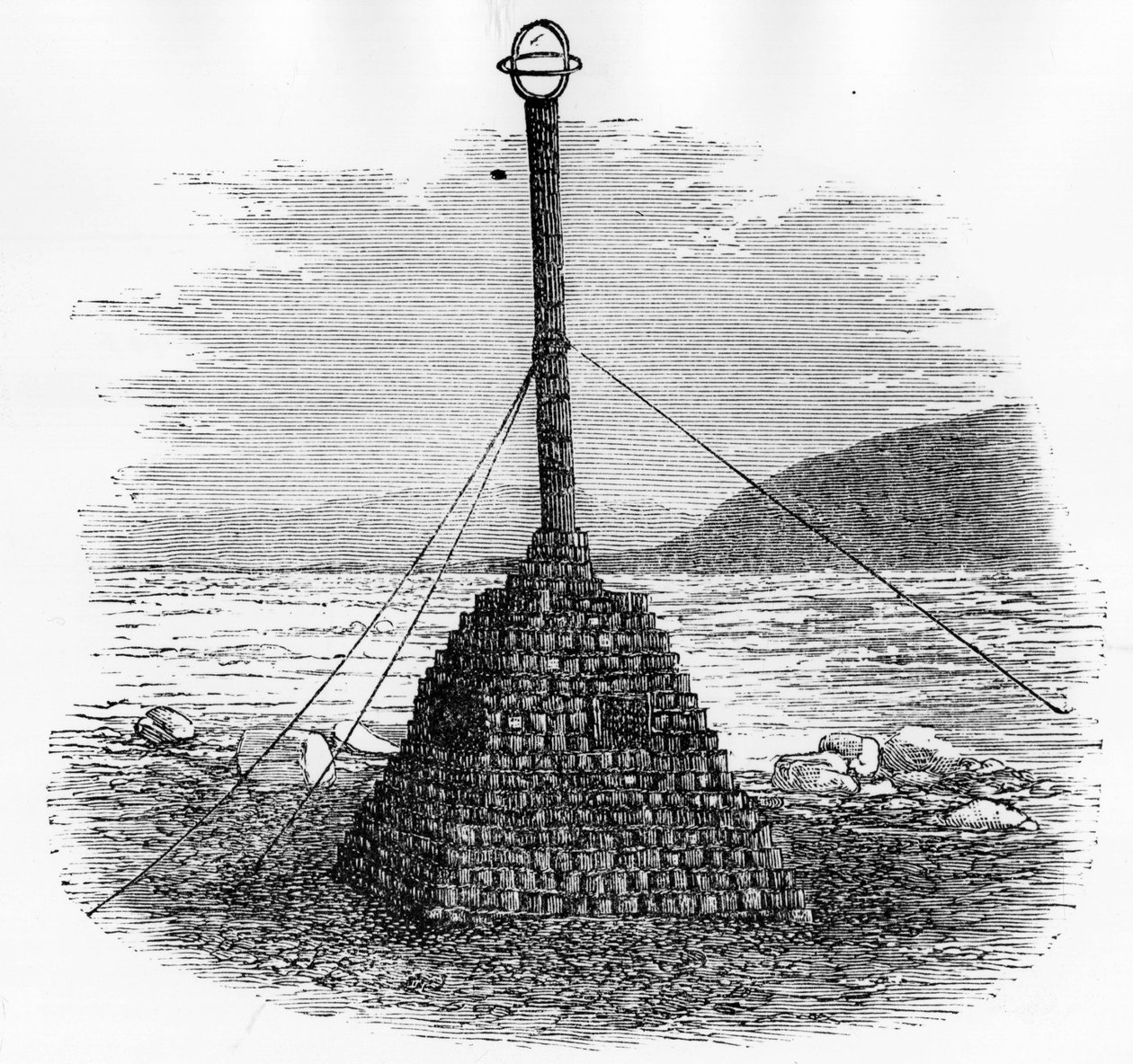 Cairn ja postilaatikko pohjoisnavalla - Georges S. Nares, Polar Sea Voyage, Paris: Hachette tekijältä Unknown artist