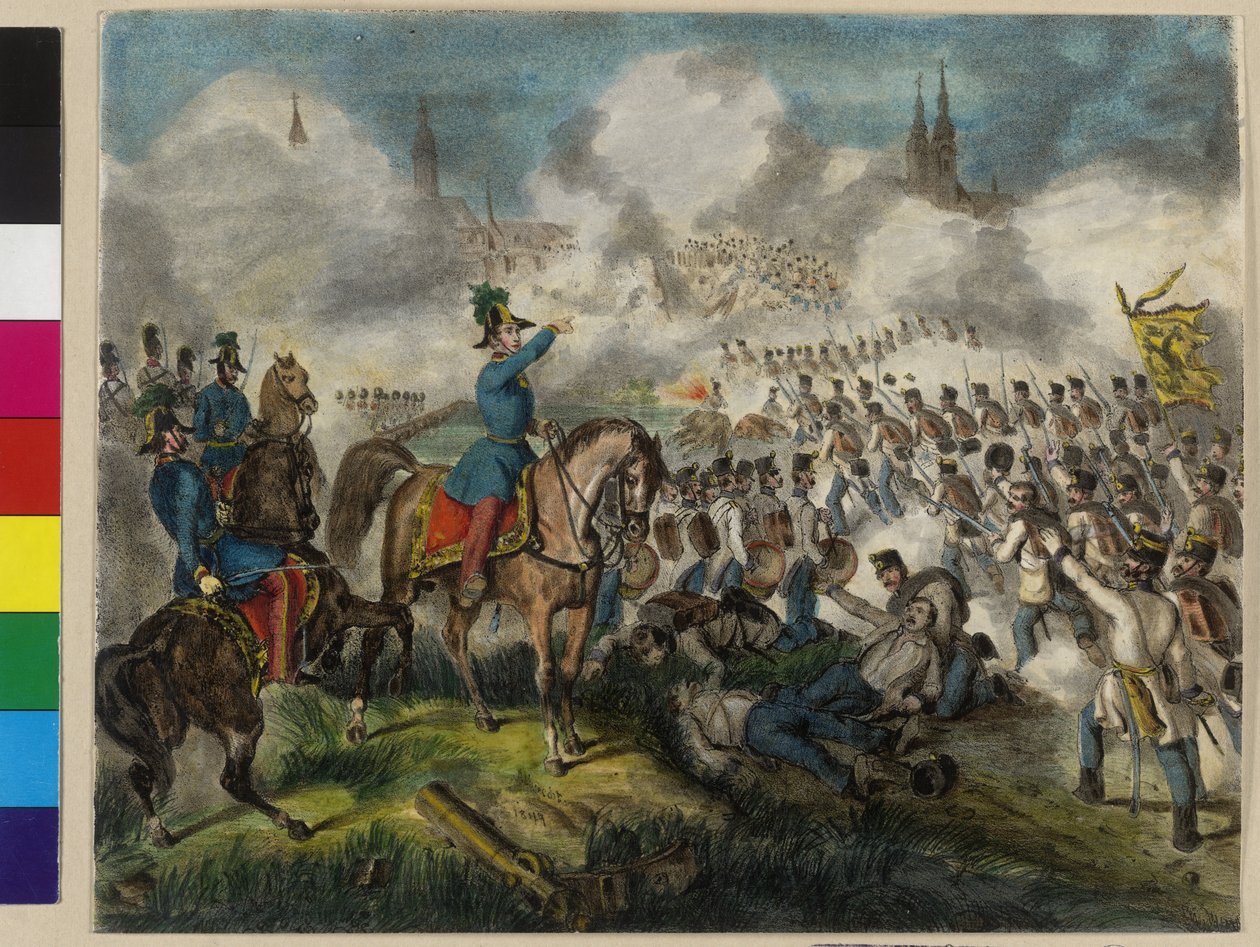 Raabin valtaaminen 28. päivä. kesäkuuta 1849 keisarillisten joukkojen toimesta tekijältä Unknown artist