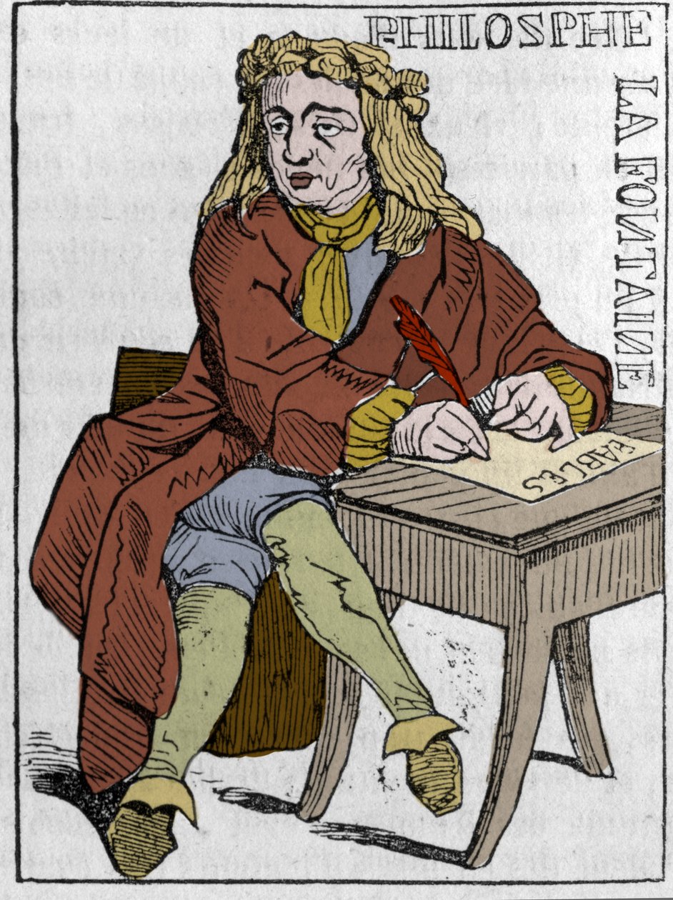 Ranskan tasavallan korttipeli (1793), joka julkaistiin kansalliskokouksessa 21.9.1792 kuningaskuntien kukistumisen jälkeen: filosofin luonne ranskalaisen runoilijan Jean de la Fontainen (1621-1695) piirteiden alla. "" Maalauksellisessa kaupassa"" 1 tekijältä Unknown artist