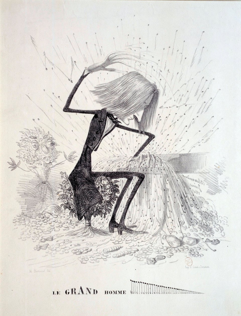 Sarjakuva, joka kuvaa säveltäjä Franz Lisztiä (1811-1886) tekijältä Unknown artist