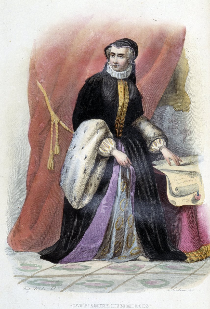 Catherine de Medici (Caterina de Medici) - elokuvassa "" Le Plutarque francais", toim. Mennechet tekijältä Unknown artist