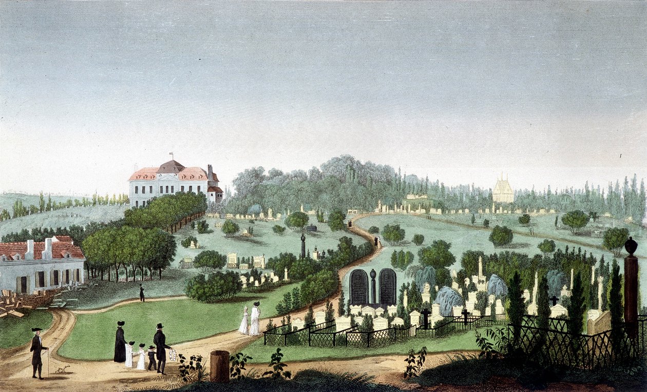 Père Lachaisen hautausmaa, noin 1820 - Courvoisierin "Näkymät Pariisiin" tekijältä Unknown artist