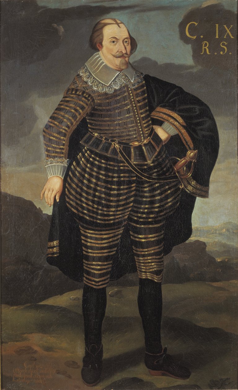 Charles IX roi de Suede - Anonyymi Ruotsin kuninkaan Kaarle IX:n (1550-1611) muotokuva. Öljy kankaalle. Mitat: 195x120 cm. Tukholman kansallismuseo tekijältä Unknown artist