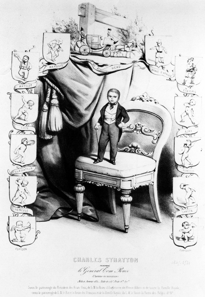 Charles Sherwood Stratton sai lempinimen Kenraali Tom Thumb (Kenraali Tom Thumb) (1838-1883), Barnum-sirkuksen kuuluisa kääpiö. tekijältä Unknown artist