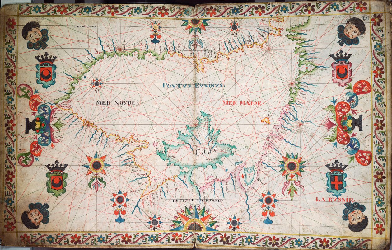 Mustanmeren kartta, noin 1600 (käsikirjoitus). tekijältä Unknown artist