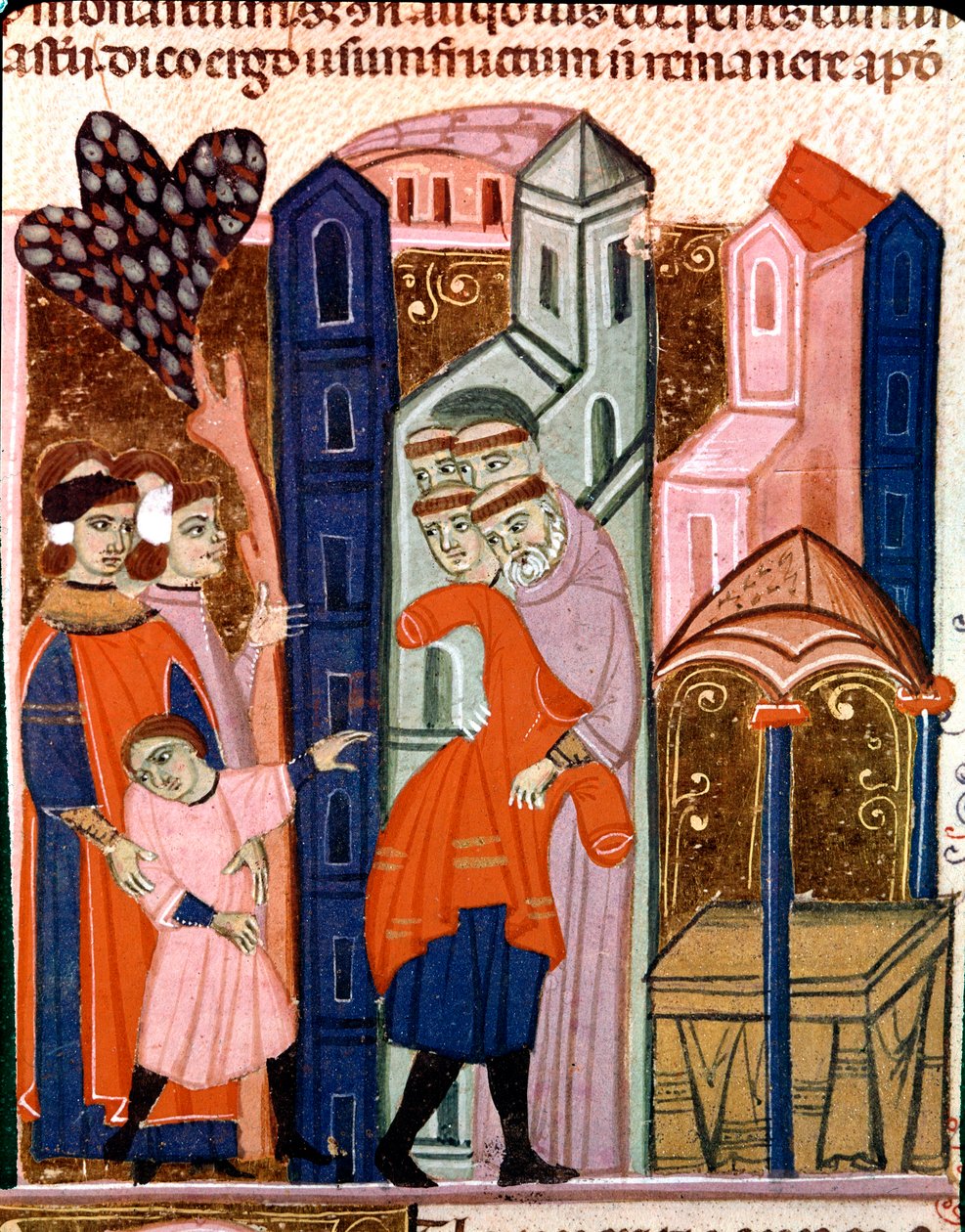 Lapset uskotaan munkkien koulutukseen Miniatyyri Justinianus-koodista (Codex Justinianus), kokoelma lakeja ja instituutioita, jotka on käsitelty Bysantin Rooman keisarin Justinianus I:n (483-565) aikana. tekijältä Unknown artist