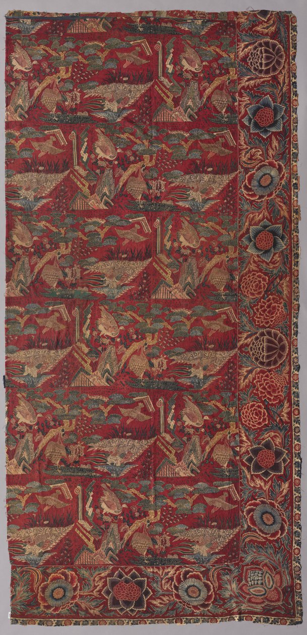Chintz sängynpäällinen tai roikkuu japanilaistyylisellä kuviolla, oikea puoli tekijältä Unknown artist