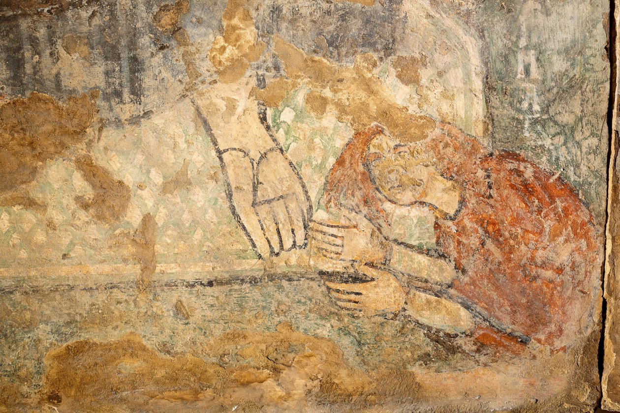 Kristus siunaa Magdaleena jalkojensa juuressa, yksityiskohta tekijältä Unknown artist