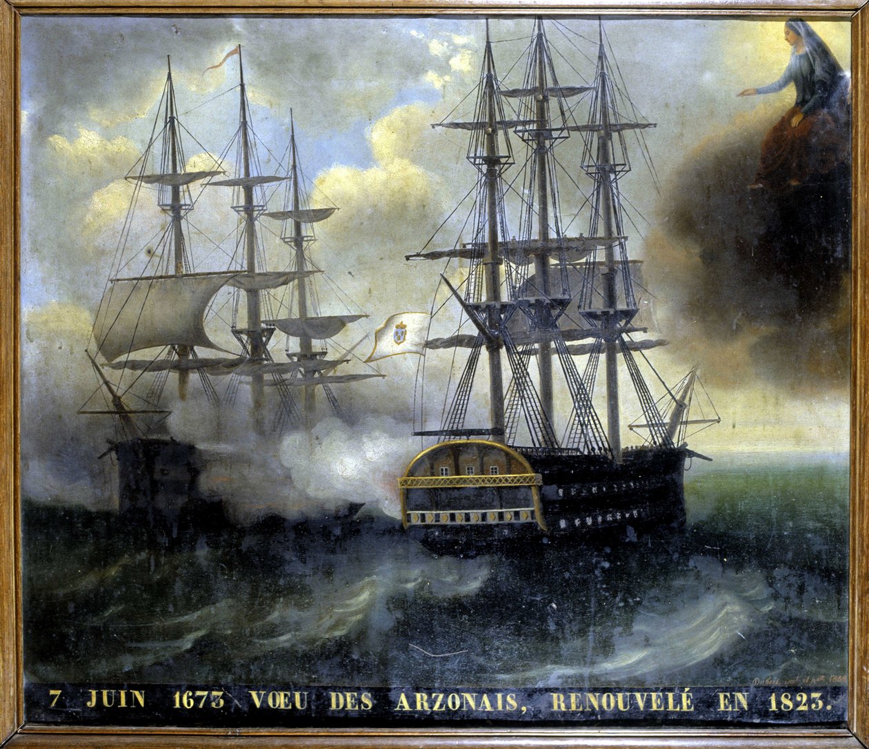 Bretonien ja hollantilaisten laivastojen yhteentörmäys "Arzonaisin toive tekijältä Unknown artist