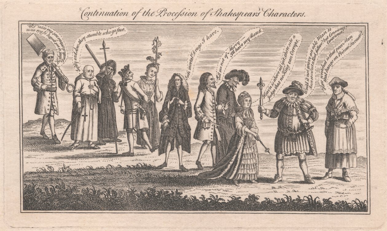 Shakespearen hahmojen kulkueen jatkoa tekijältä Unknown artist