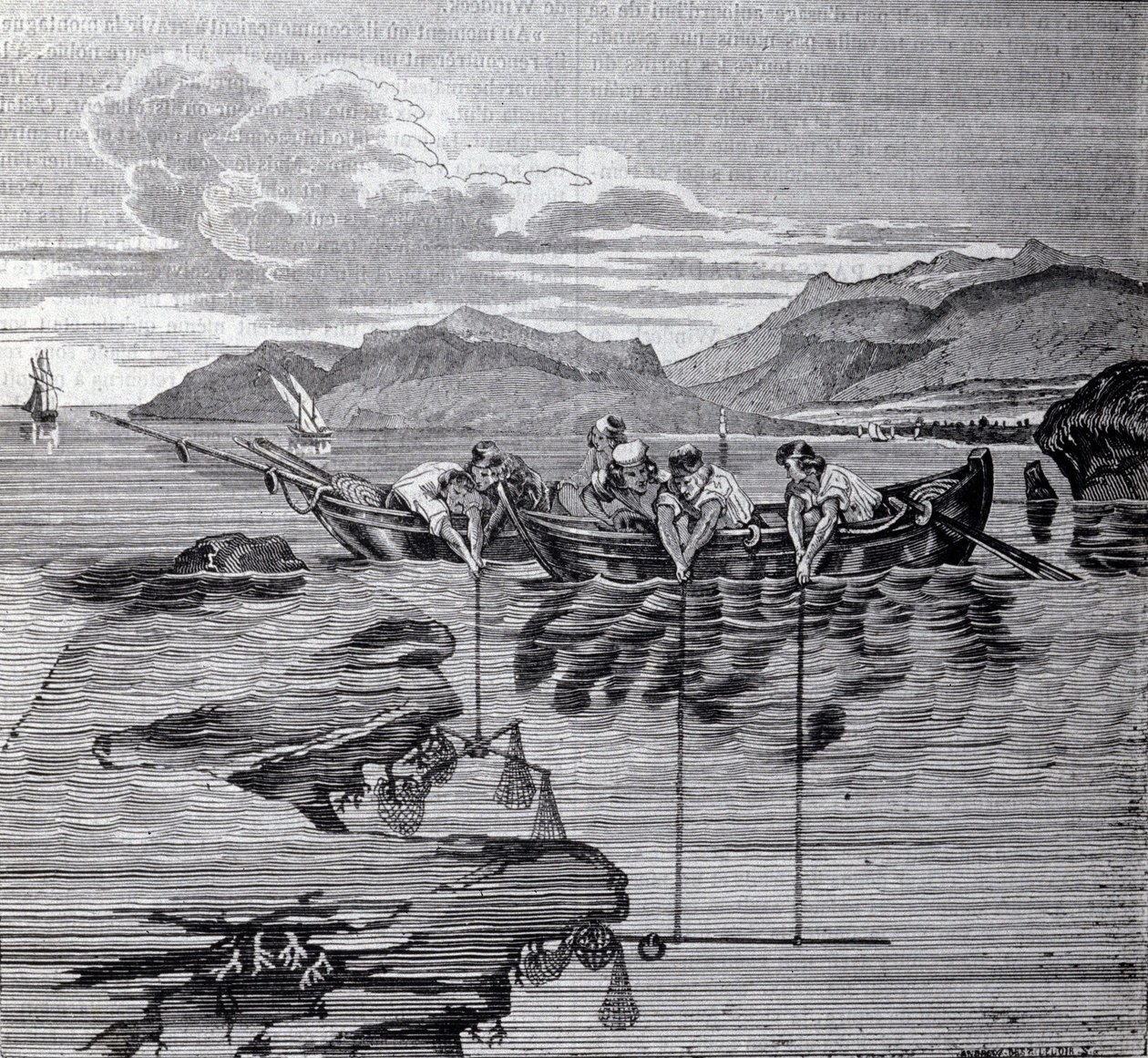 Korallin kalastus salaberin ja varusteiden avulla. tekijältä Unknown artist