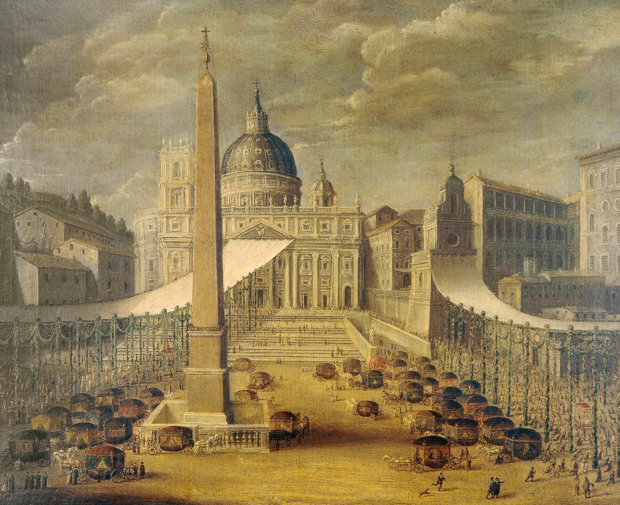 Corpus Christi -kulkue Pietarinkirkon aukiolla paavi Innocentius X:n aikaan, n. 1646, tuntemattoman taiteilija, öljy kankaalle tekijältä Unknown artist
