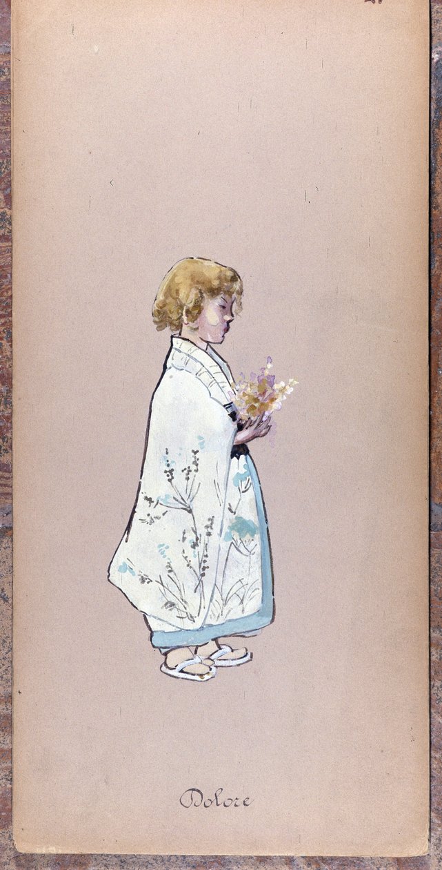 Il Bambinon (Il Dolore) puku Giacomo Puccinin Madame Butterflyn luomista varten vuonna 1904.Museo della Scalan kokoelma Milanossa. tekijältä Unknown artist